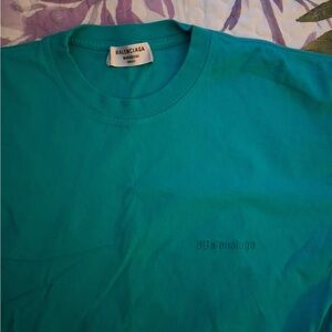Balenciaga Men's Aqua Short Sleeve Tee